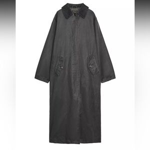 WAXED TRENCH COAT WITH CORDUROY COLLAR